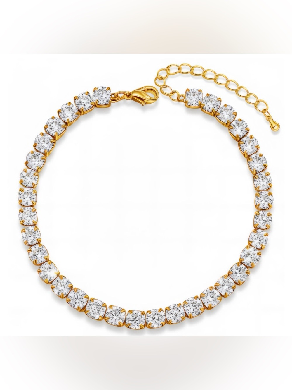 Gold-Plated Crystal Tennis Bracelet - Women Jewelry